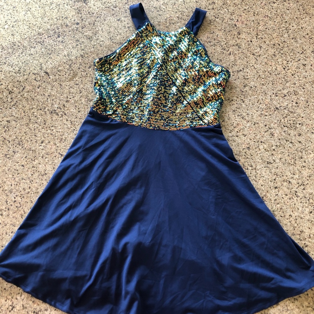 Zunie- Navy sleeveless dress with sequins- size 16